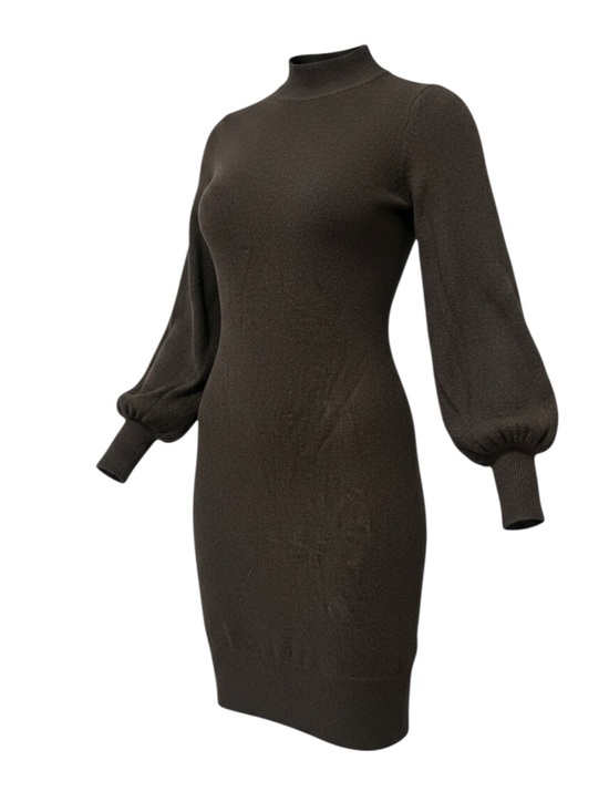 Exlura Dresses & Skirts - EXLURA Black Mock-Neck Midi Dress with Balloon Sleeves NWT S